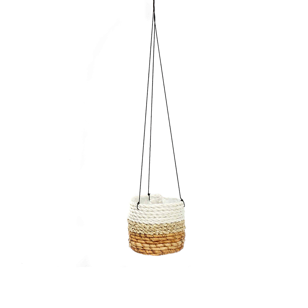 Cache-pot suspendu Banana en corde blanche 11 cm