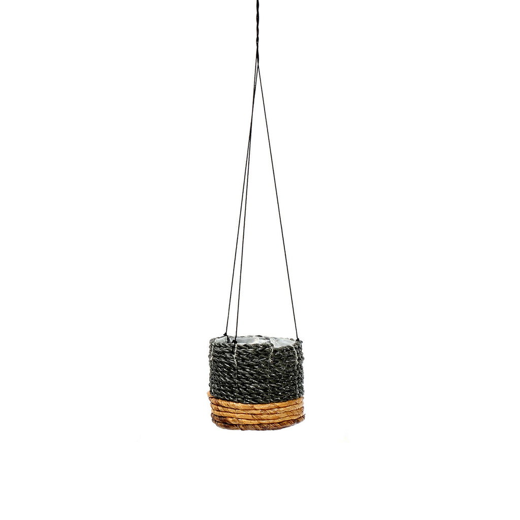Cache-pot suspendu Banana en corde noire 11 cm