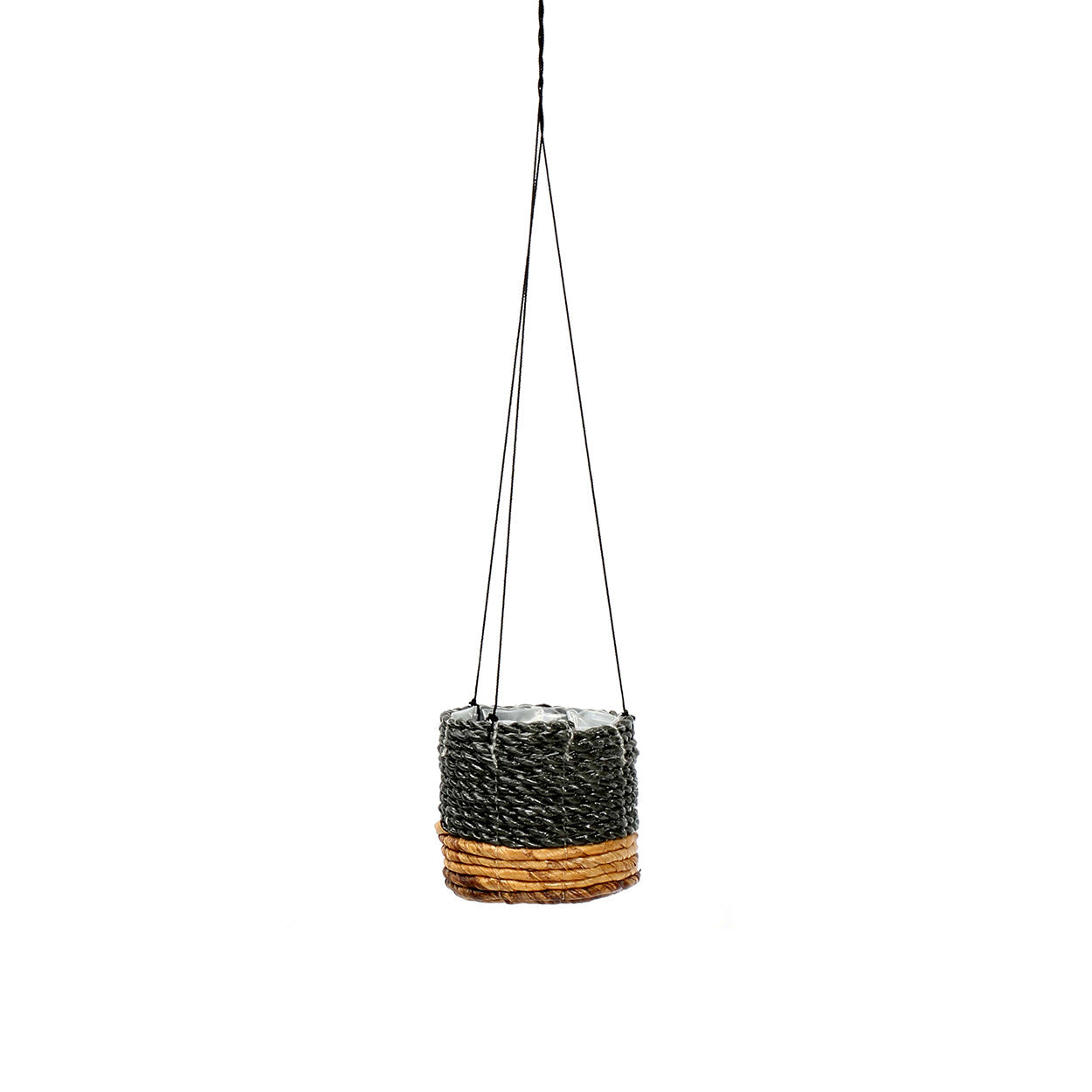 Cache-pot suspendu Banana en corde noire 11 cm