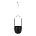 Cache-pot suspendu Celle noir mat métal arceau ovale chaîne crochet fond blanc