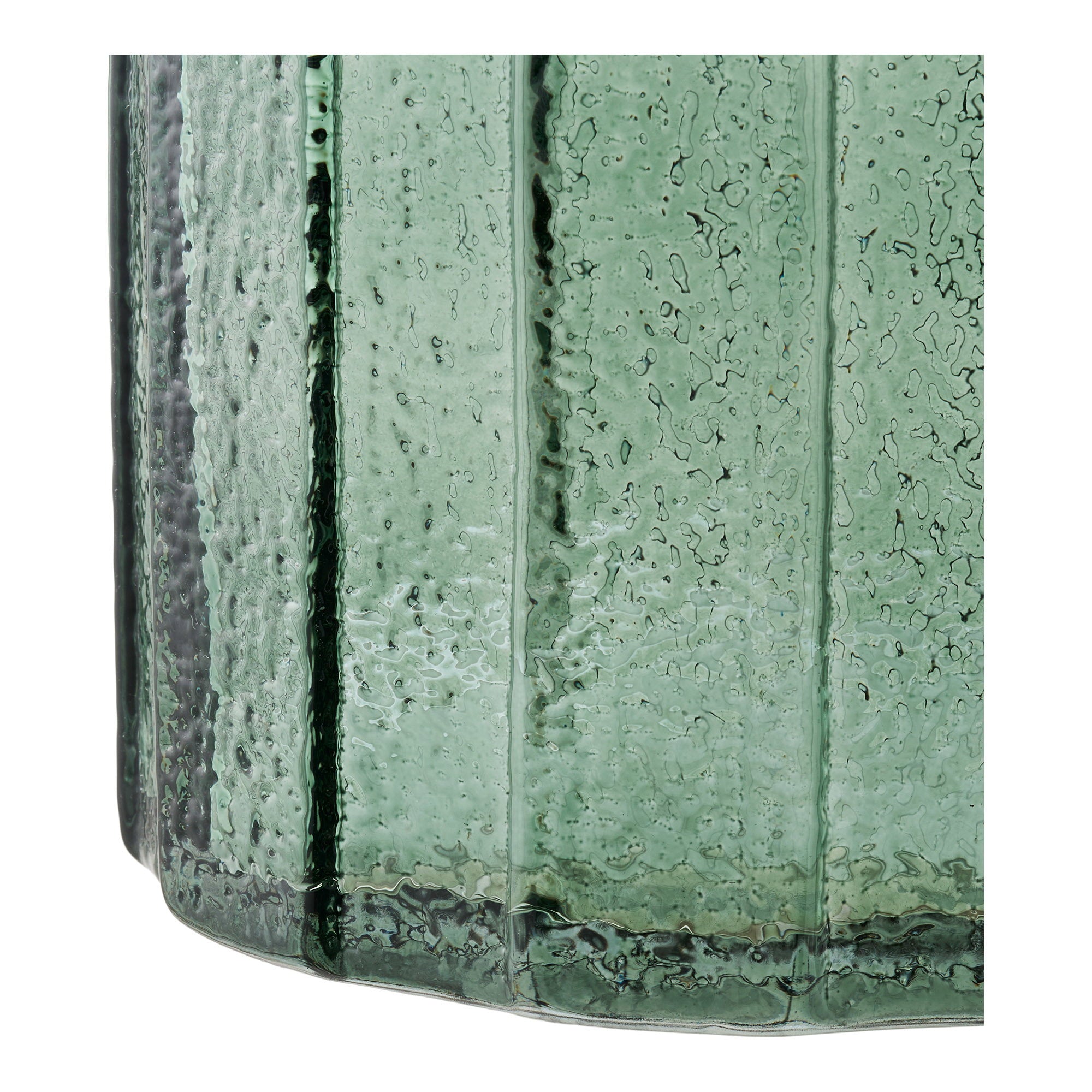 Cache pot verre cannelé vert 15 cm vue de détail