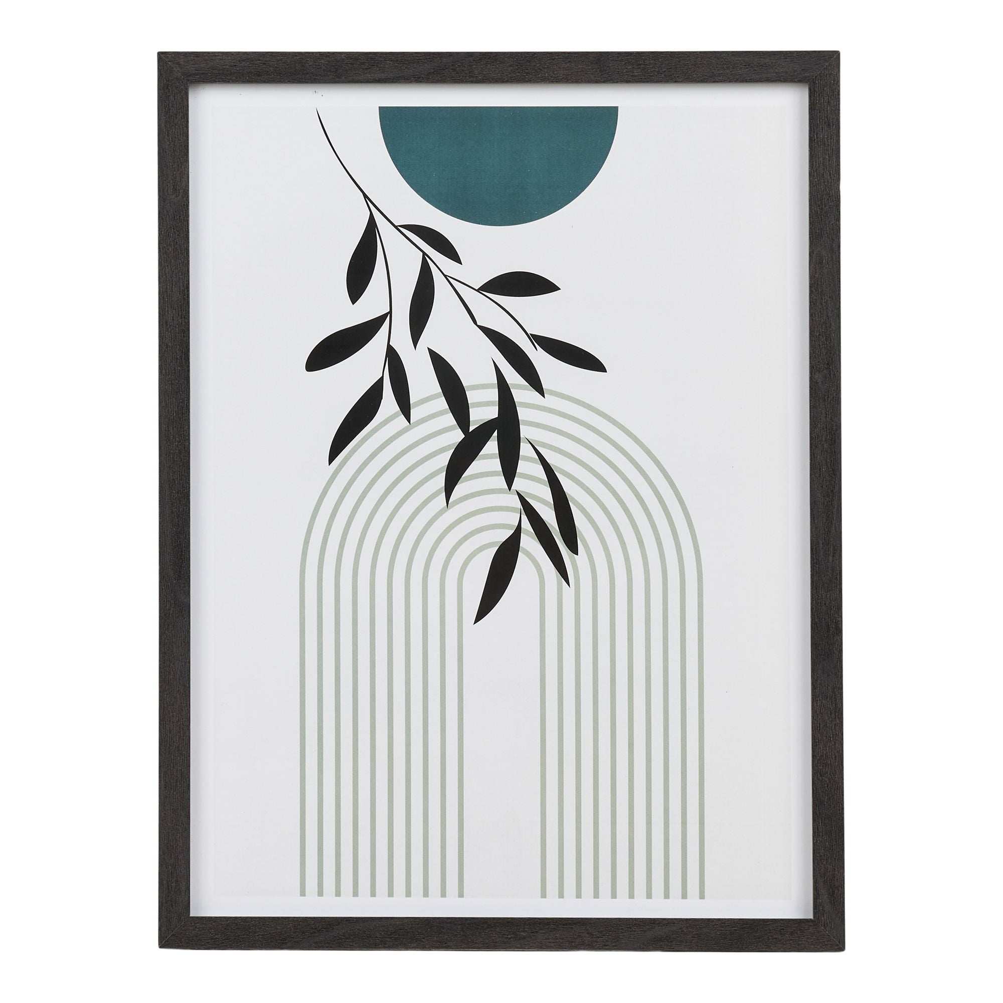 Cadre Aspen noir 30x40 cm affiche botanique arche géométrique bleu canard feuillage noir