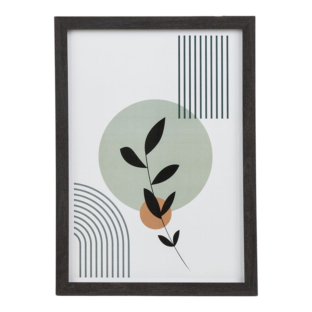Cadre Aspen noir 21x30 cm affiche botanique cercle vert sauge terracotta stries graphiques