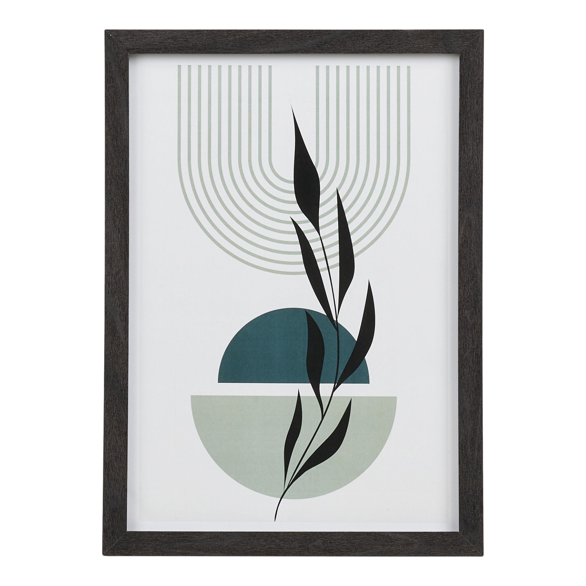 Cadre Aspen noir 21x30 cm affiche botanique formes géométriques vert sauge bleu canard