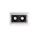 Cadre encastré Modular métal blanc équipé du module à deux cellules noires vu de face