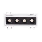 Cadre de spot encastré Modular blanc équipé de son module à quatre cellules noires avec ses ressorts de fixation