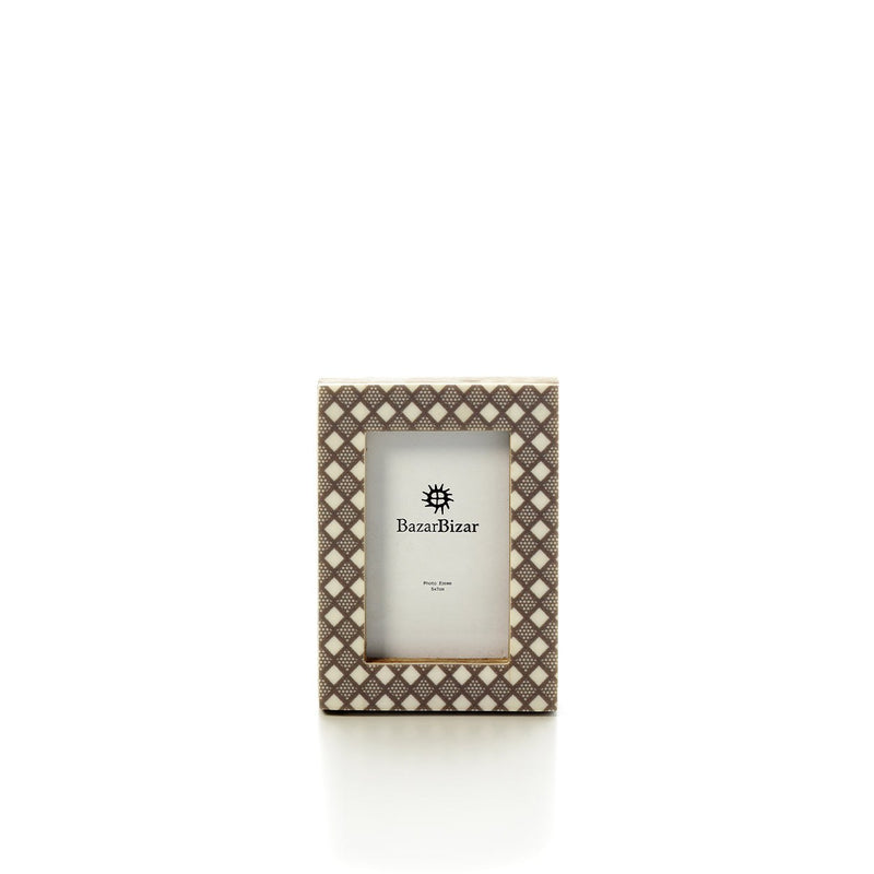 Dimensions Cadre photo Diamond en résine crème et brun 5x7 cm