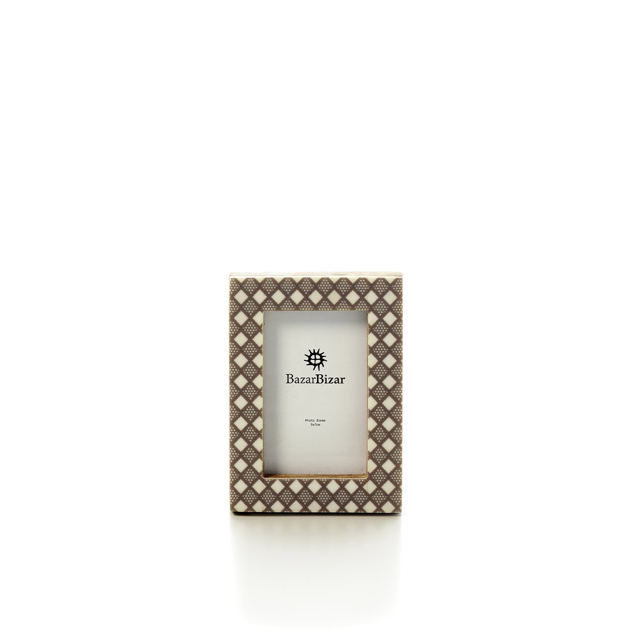 Cadre photo Diamond en résine crème et brun 5x7 cm