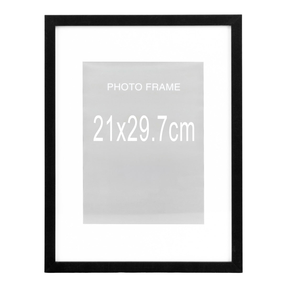 Cadre photo Marbella noir 21 x 30 cm vu de face avec passe-partout blanc