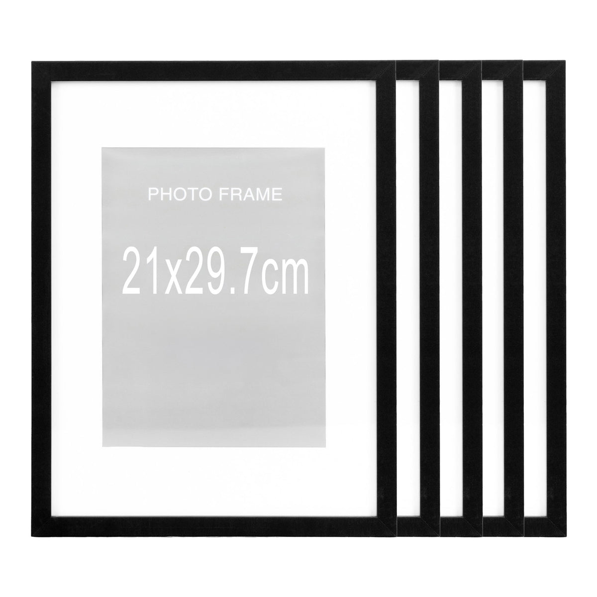 Lot de cinq cadres photo Marbella noir 21 x 30 cm alignés