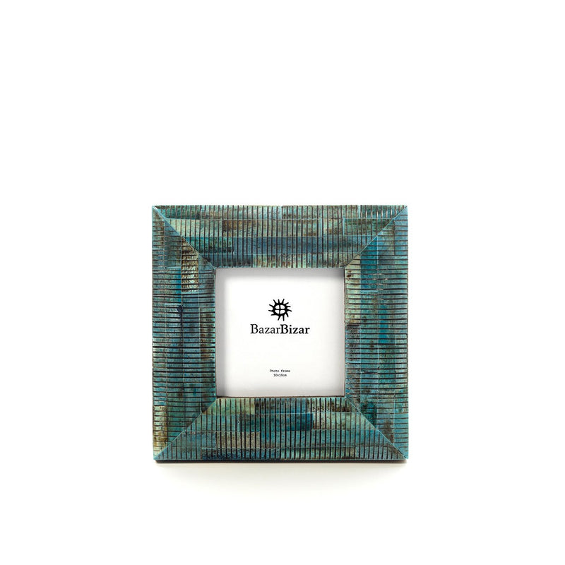 Dimensions Cadre photo Ocean Ripple en os turquoise 10x10 cm