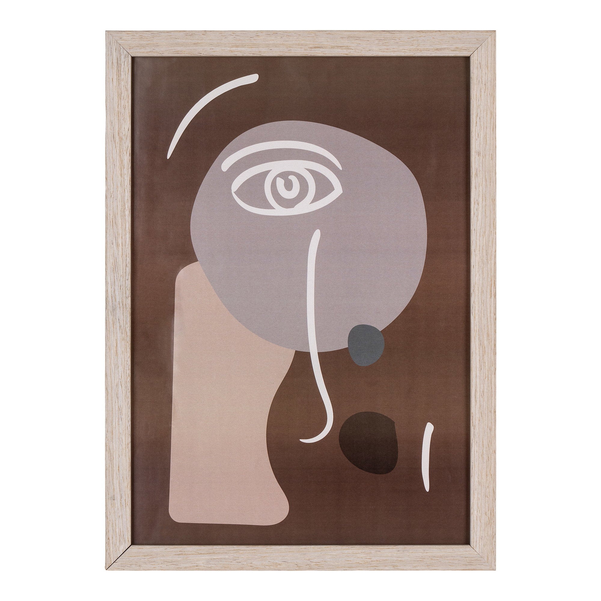 Cadre Madison portrait abstrait regard ligne blanche fond brun chocolat bois naturel