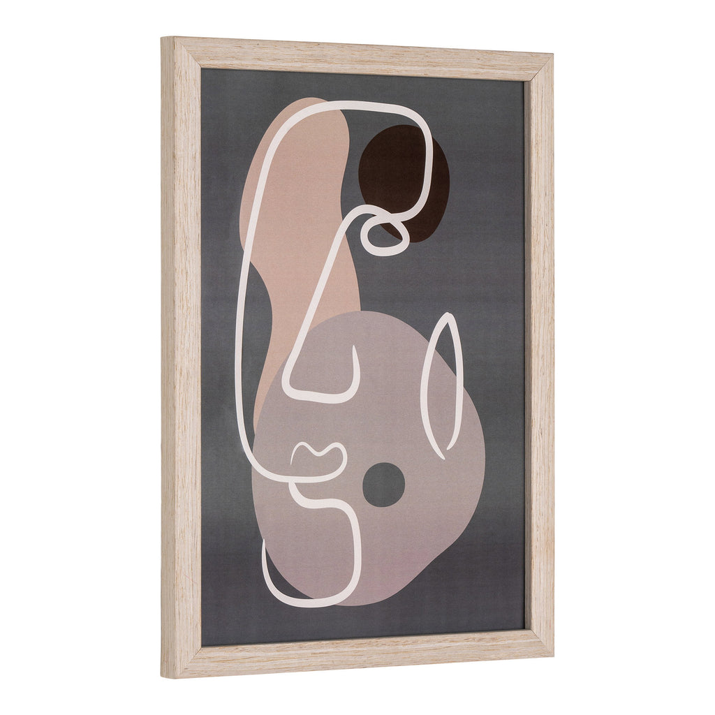 Cadre Madison silhouette line art gris ardoise rose poudré vue angle bois naturel A4