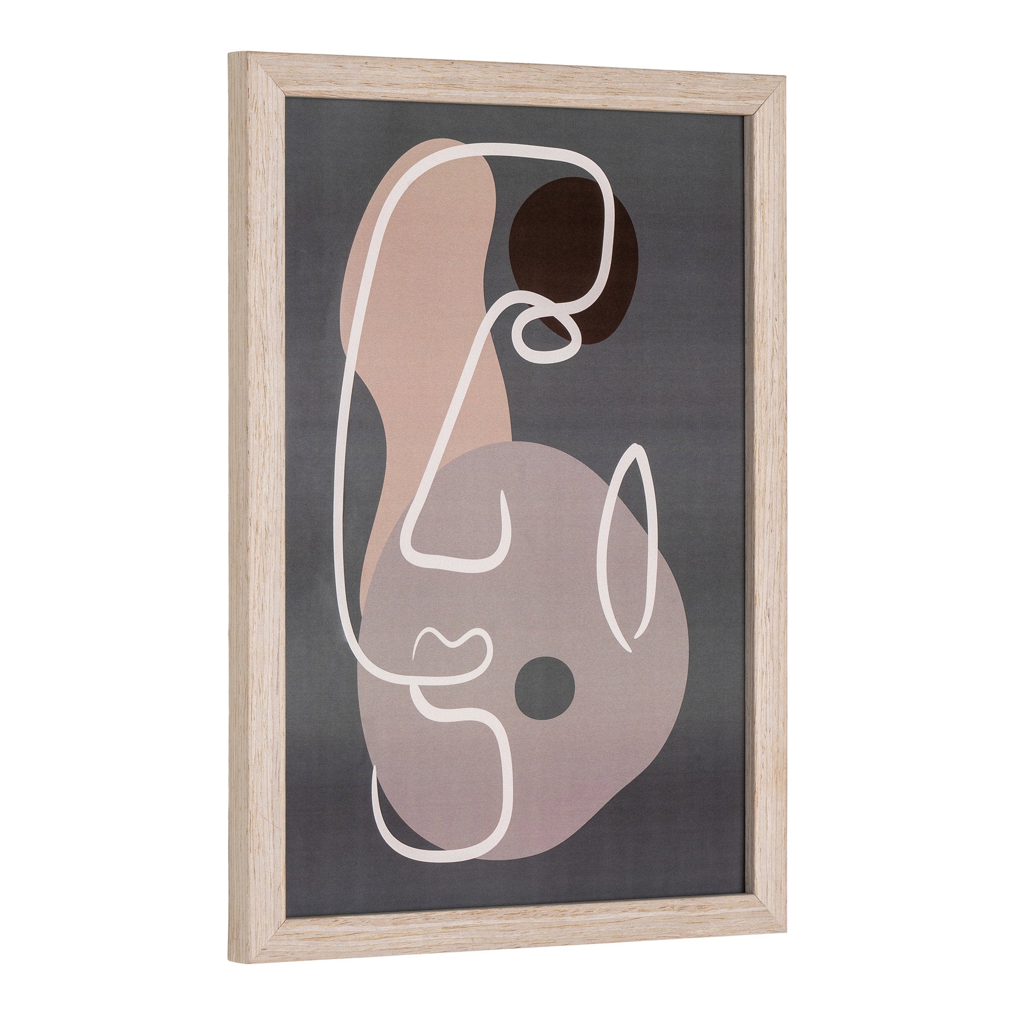 Cadre Madison silhouette line art gris ardoise rose poudré vue angle bois naturel A4