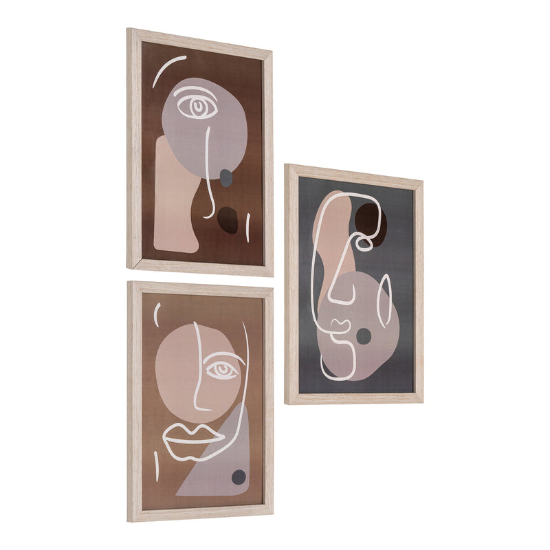 Dimensions Set of 3 Madison Frames – Abstract Faces Terracotta & Grey – A4 Size
