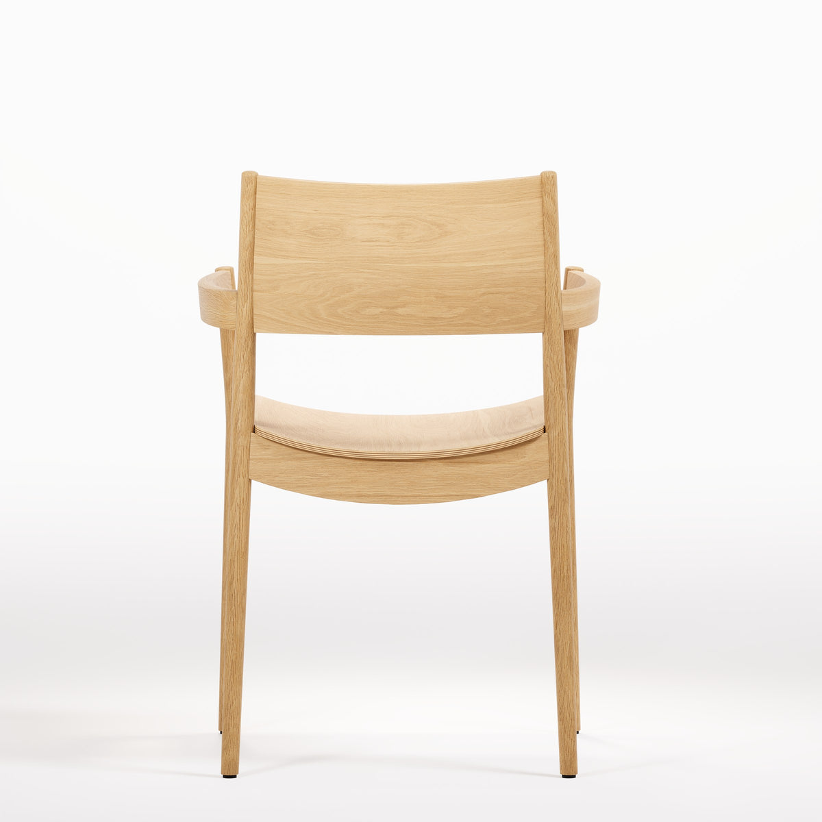 Chaise à accoudoirs empilable Vio en chêne naturel vue de dos