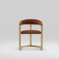 Chaise à accoudoirs Kobe en chêne et tissu rouille vue de face