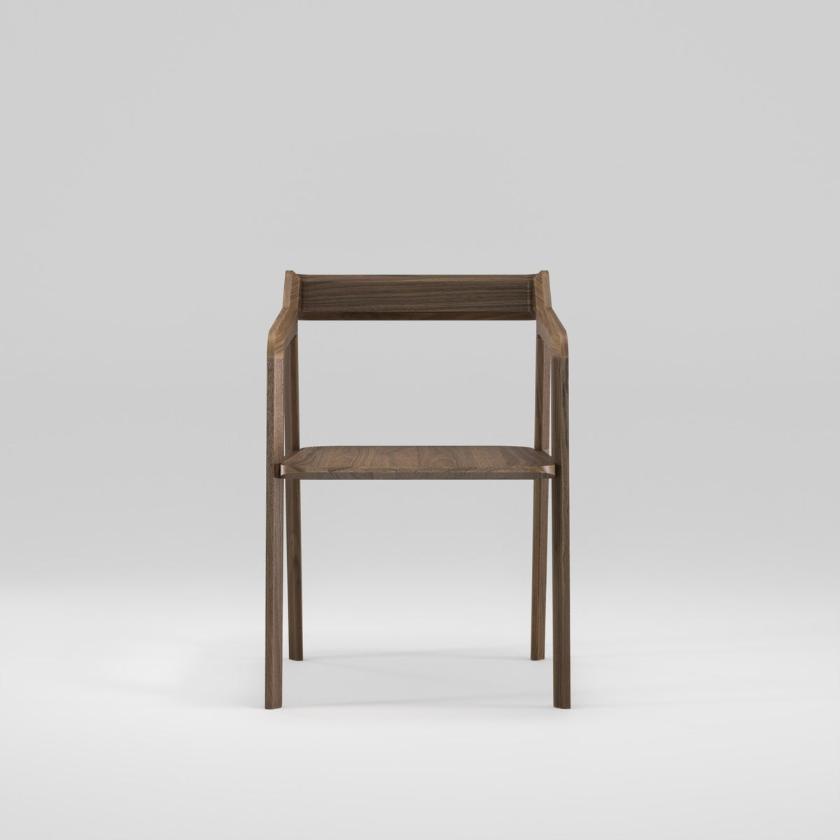 Chaise à accoudoirs Kundera en noyer foncé vue de face