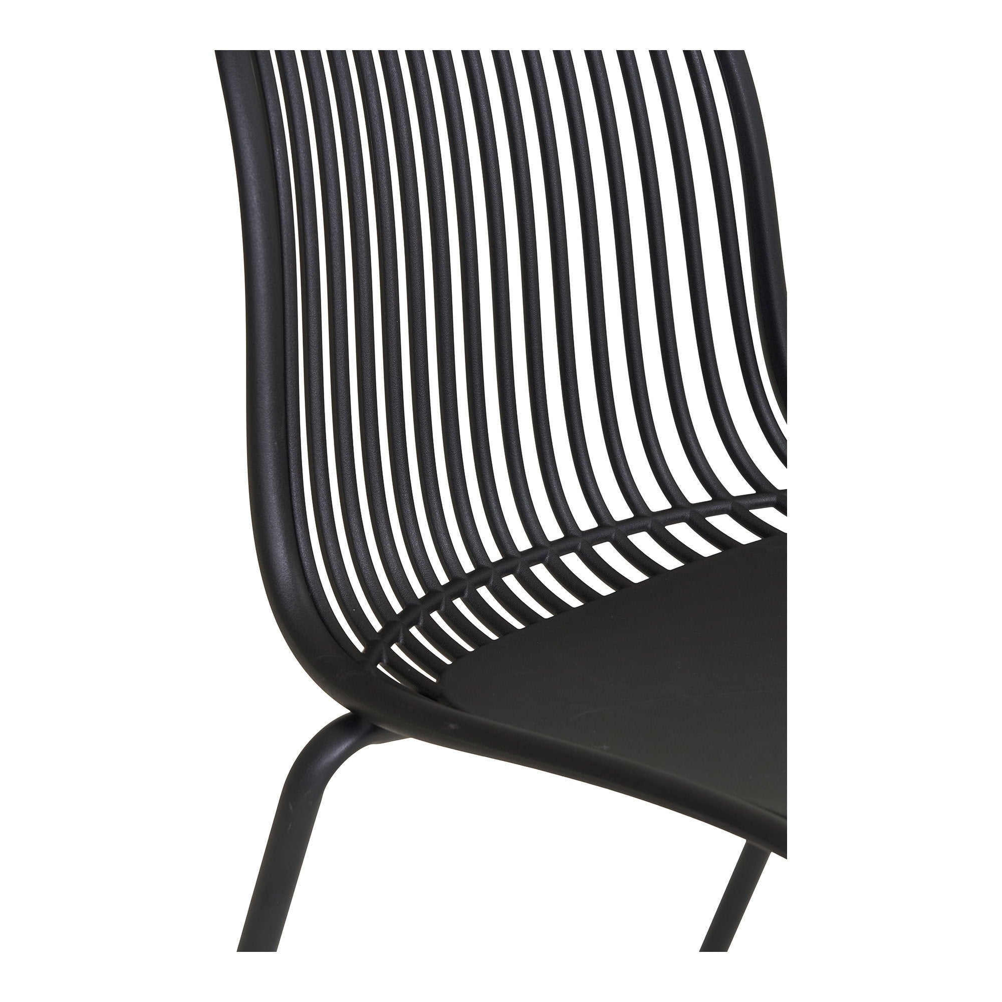 Détail lames polypropylène noir chaise Branson design ajouré graphique