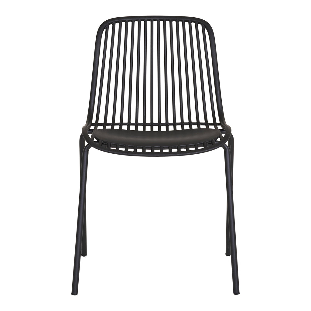 Chaise design Branson noire mat vue de face dossier lames verticales