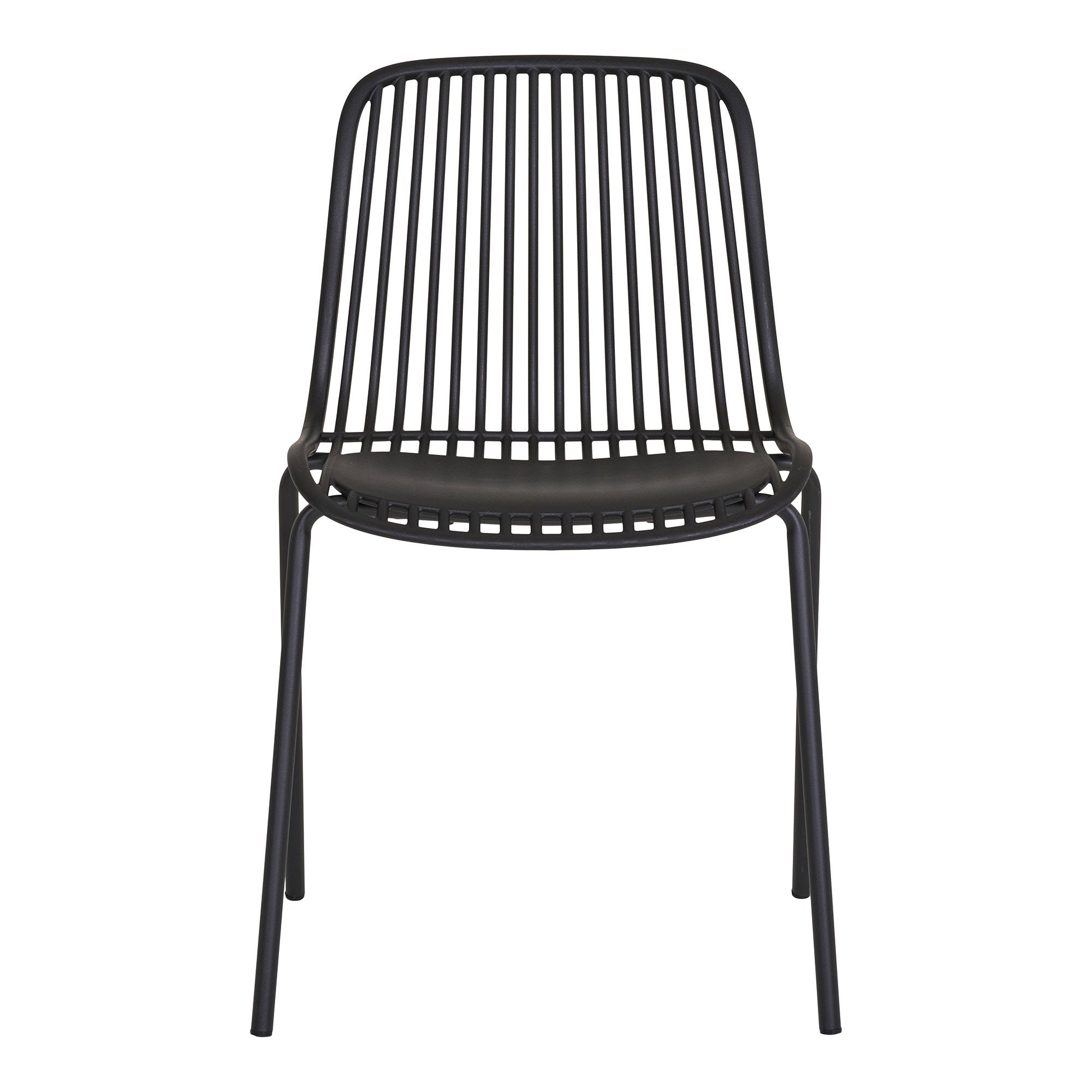 Chaise design Branson noire mat vue de face dossier lames verticales