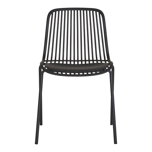 Chaise design Branson noire mat vue de face dossier lames verticales