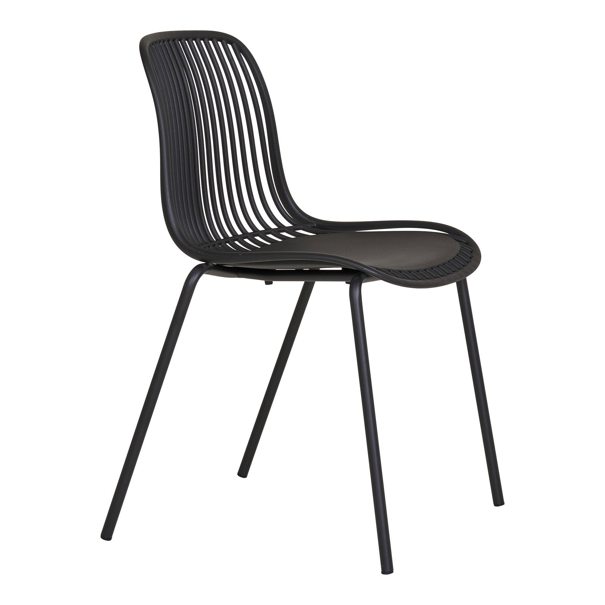 Chaise Branson noire vue trois-quarts arrière gauche structure acier
