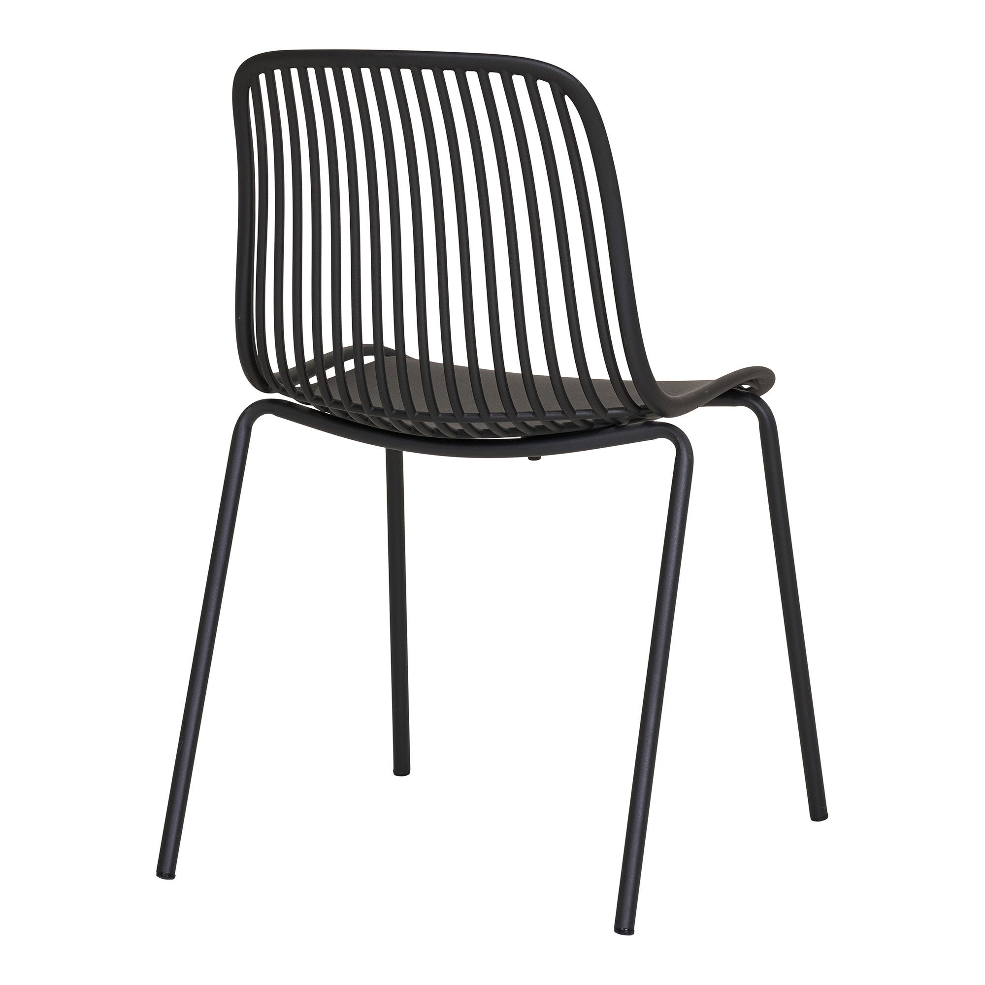 Vue dos chaise Branson noire pieds métal laqué noir empilable