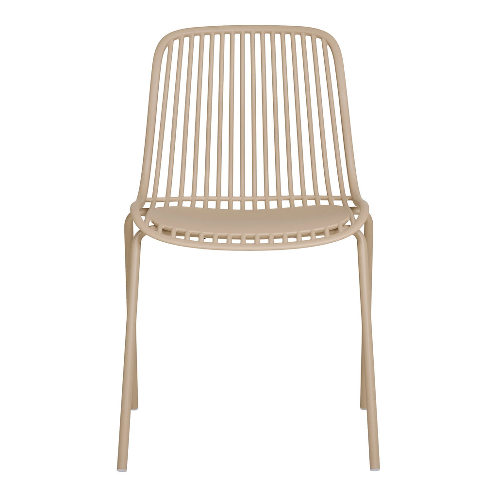 Chaise design Branson beige sable vue de face dossier lames verticales