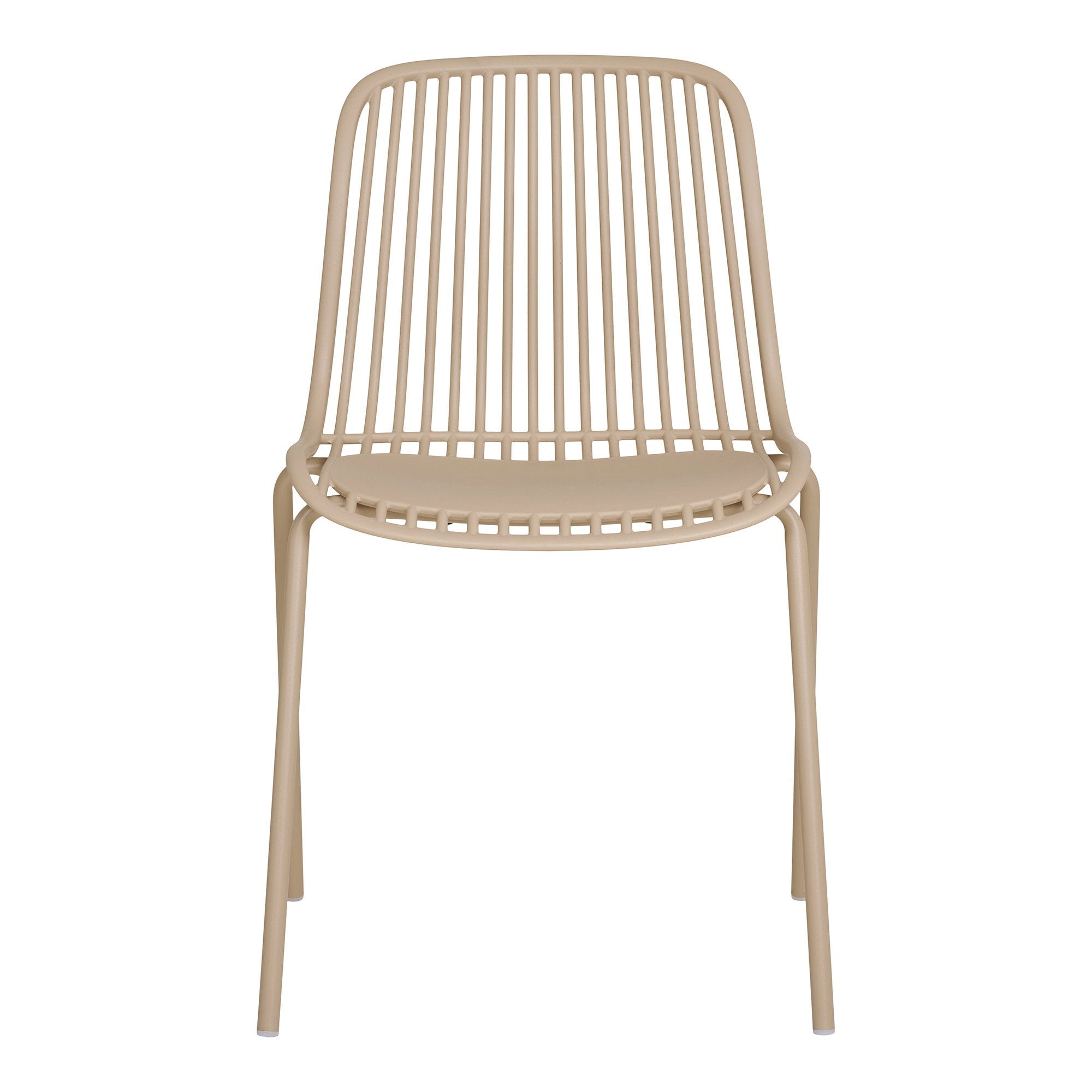 Chaise design Branson beige sable vue de face dossier lames verticales