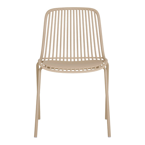Chaise design Branson beige sable vue de face dossier lames verticales