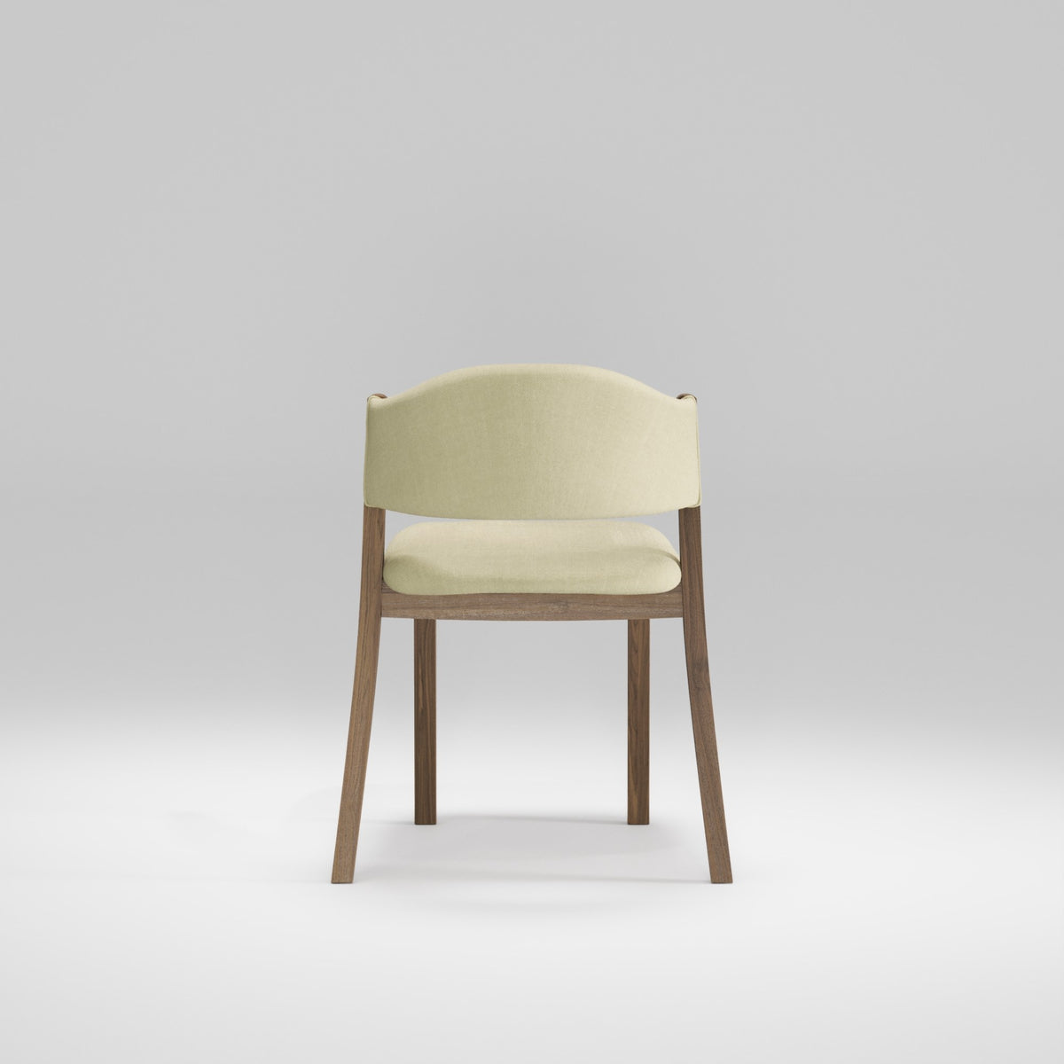 Chaise Caravela en noyer et tissu crème vue de dos