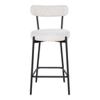 Chaise de comptoir Badalona bouclé blanc vue de face assise ronde et dossier horizontal