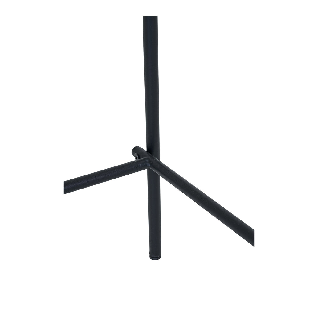 Détail piétement tubulaire acier laqué noir mat jonction repose-pieds chaise comptoir Estepona