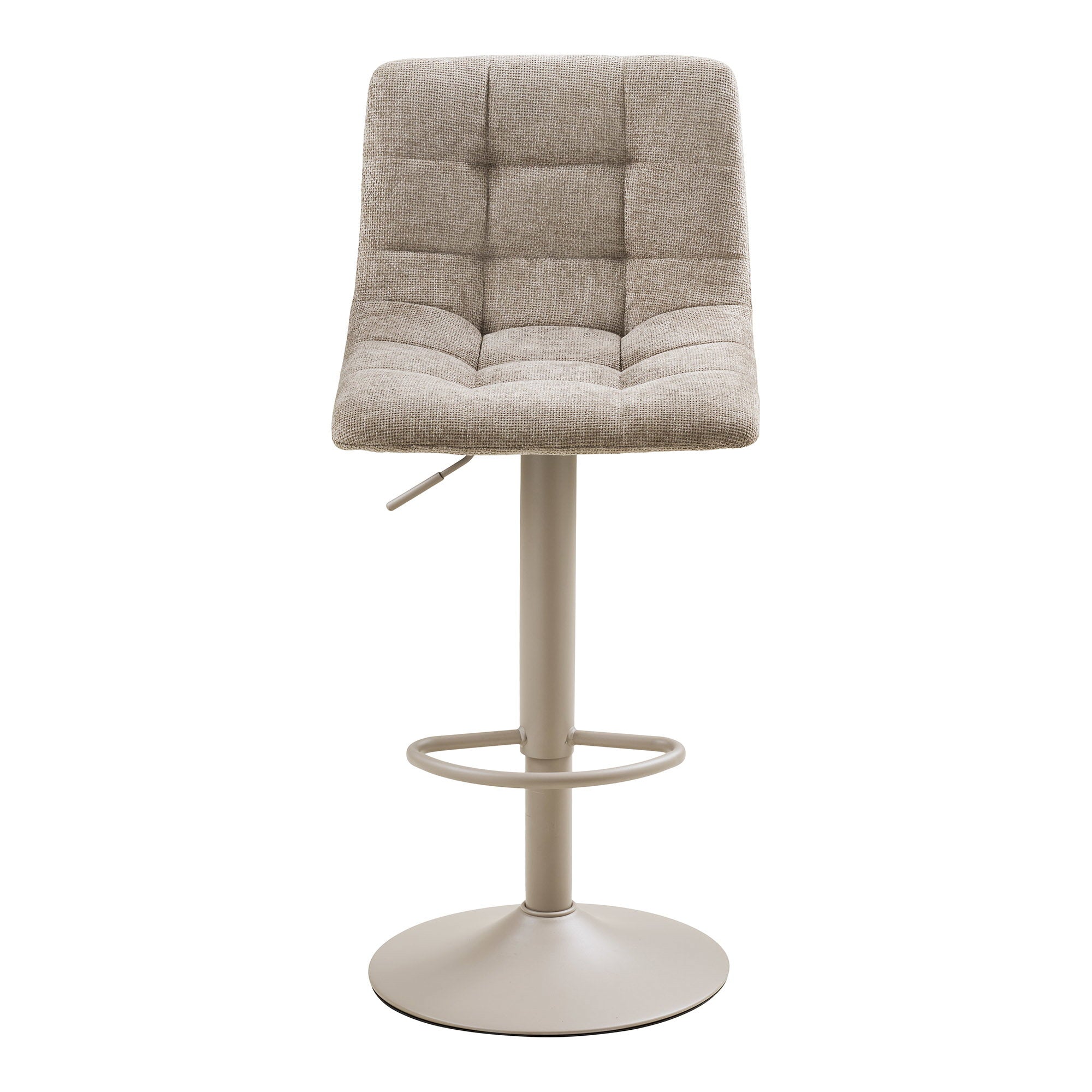 Chaise de bar Middelfart bouclé gris réglable pivotant lot de 2 vue de face