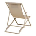 Dos de la chaise de plage Curtis taupe et crémaillère à quatre crans du dossier