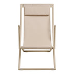 Chaise de plage Curtis taupe vue de face toile tendue et appui-tête