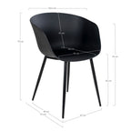 Schéma coté de la chaise Roda hauteur 79 cm profondeur 53 cm assise à 45 cm et accoudoirs à 70 cm
