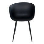 Chaise Roda noire vue de face coque enveloppante à accoudoirs
