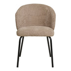 Chaise Safira bouclé beige chiné vue de face assise large et dossier arrondi