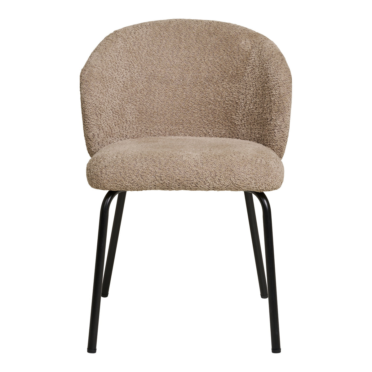 Chaise Safira bouclé beige chiné vue de face assise large et dossier arrondi