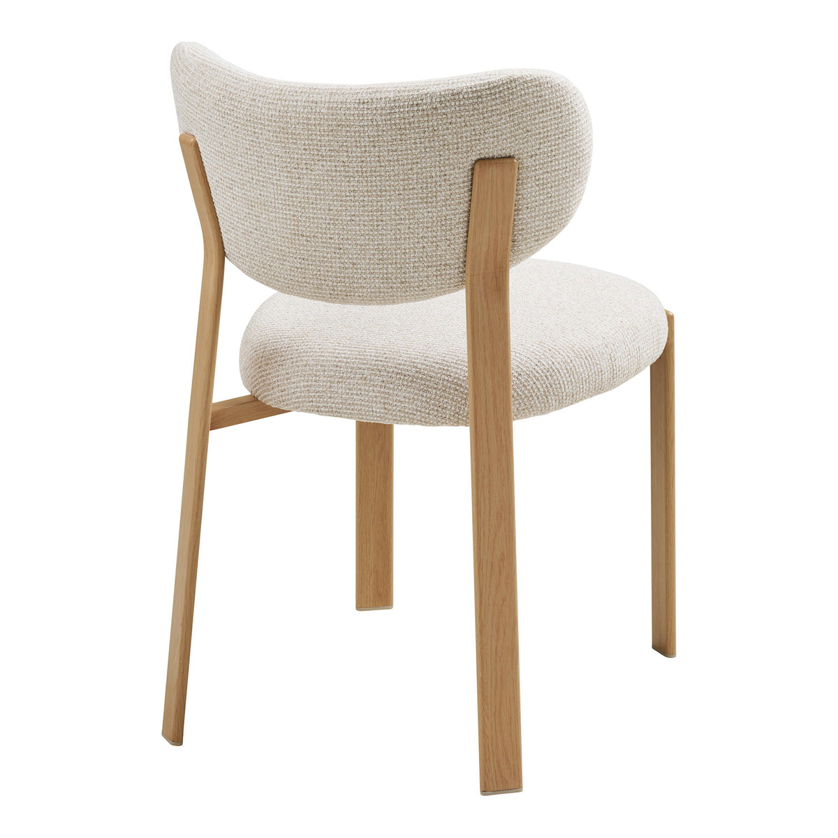 Dos de la chaise Savina bouclé écru avec montants effet bois clair