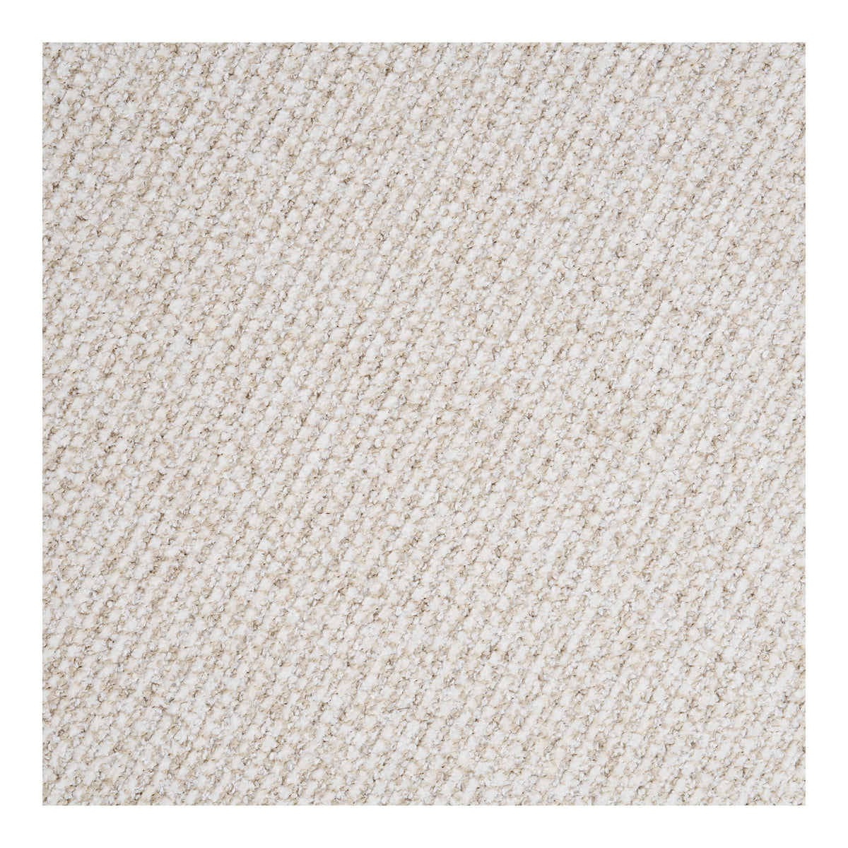 Gros plan du tissu bouclé écru chiné de beige de la chaise Savina