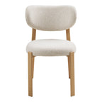 Chaise de salle à manger Savina bouclé écru pieds bois lot de 2 vue de face