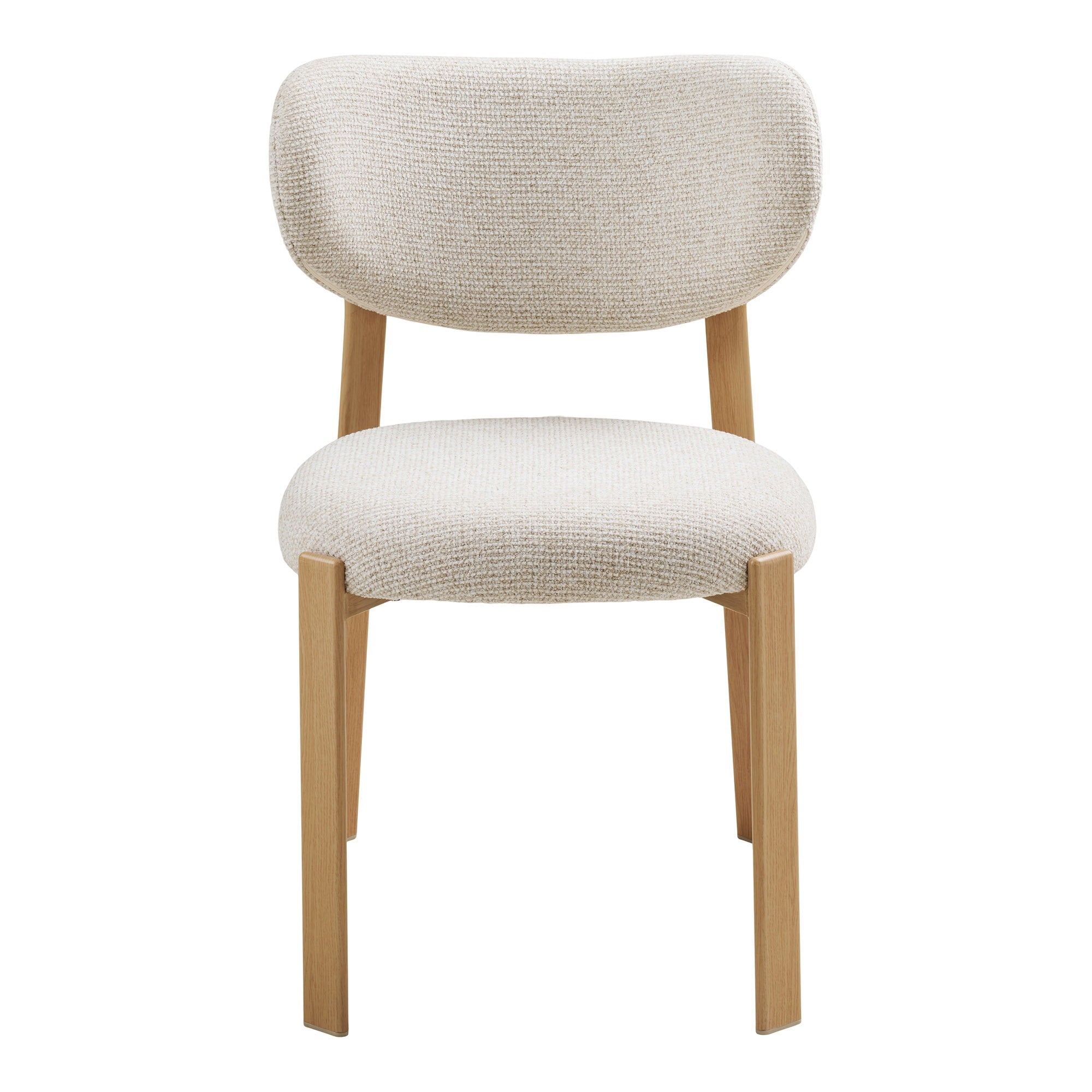 Chaise de salle à manger Savina bouclé écru pieds bois lot de 2 vue de face