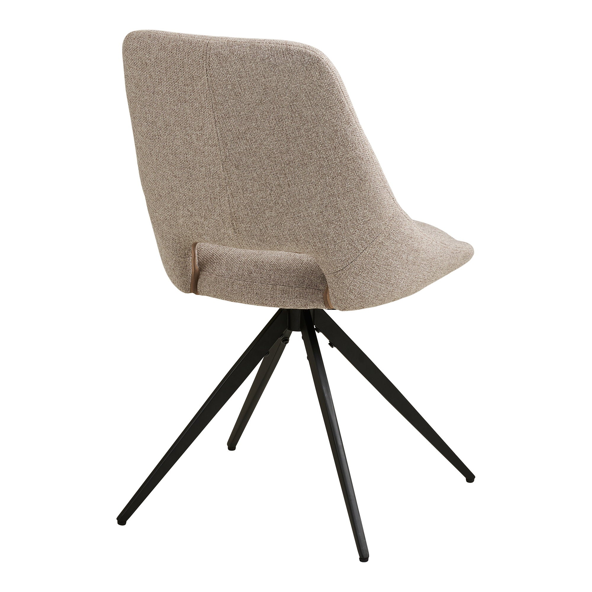Chaise pivotante Dokka tissu sable vue arrière dossier incurvé couture centrale piètement métal noir