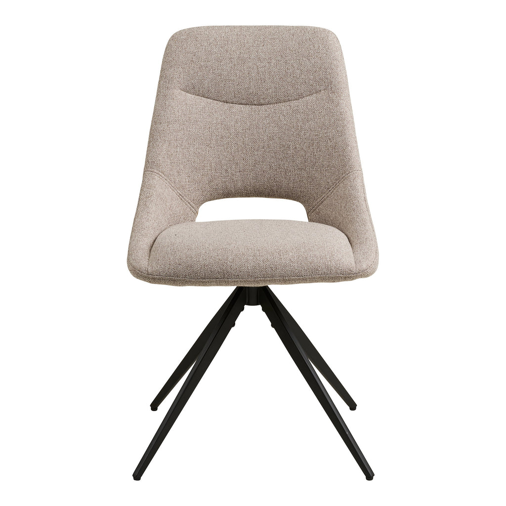 Chaise pivotante Dokka tissu sable vue de face dossier haut découpe signature piètement étoile noir