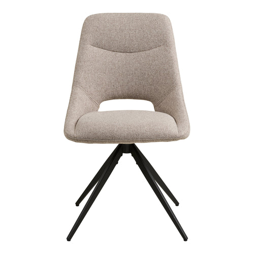Chaise pivotante Dokka tissu sable vue de face dossier haut découpe signature piètement étoile noir