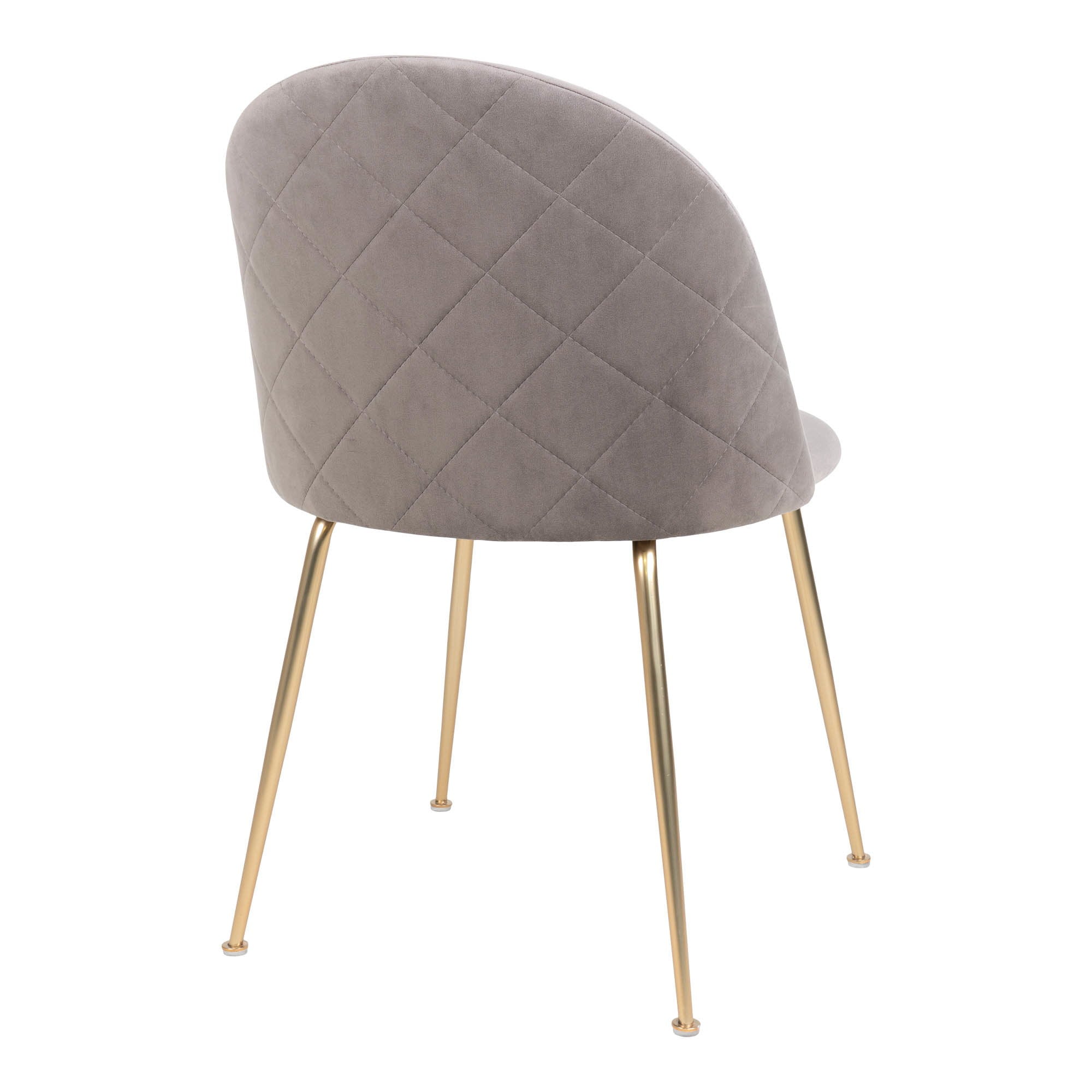 Chaise Geneve velours gris vue arrière piqûre losange dossier arrondi pieds laiton