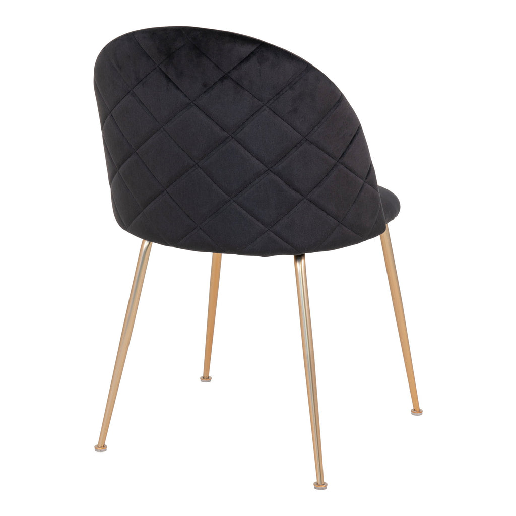 Chaise Geneve velours noir vue arrière piqûre losange dossier arrondi pieds laiton brossé